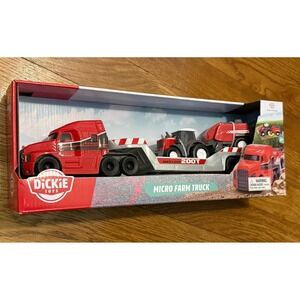 Dickie Toys Set of 3 Toy Cars - Mack Truck/Trailer and Massey Ferguson Tractor
